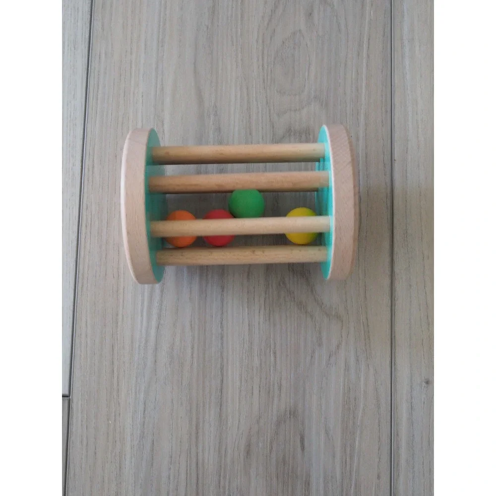 Lovevery Rolling Bell Rattle Wood Multicolor Montessori Toy OS Excellent